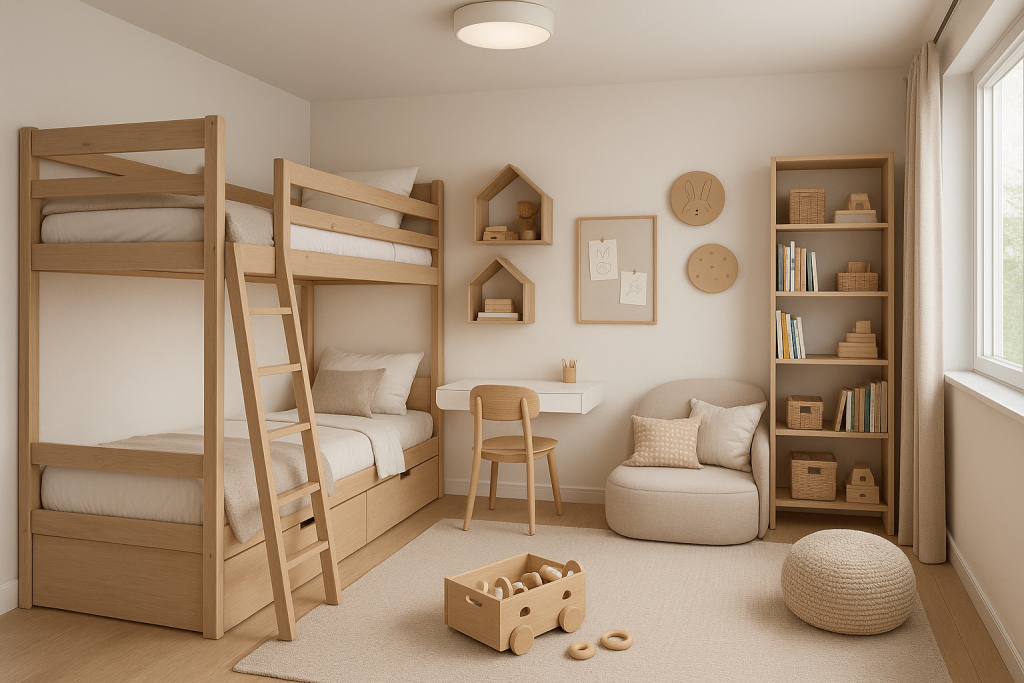 20250702_1123_Modern Kids' Bedroom_simple_compose_01jz570d9feryr6pfkhqmtbmrg